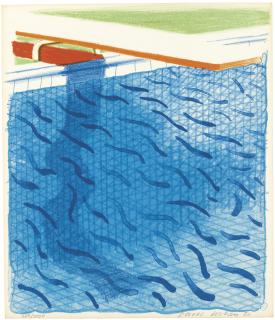 David Hockney - Pool Made With Paper And Blue Ink For Book (T. C. A. 234)