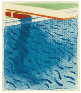 David Hockney - Pool Made With Paper And Blue Ink For Book (Tyler 269:Dh56)