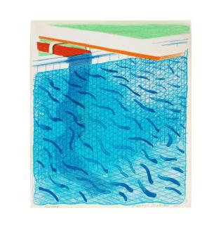 David Hockney - Pool Made with Paper and Blue Ink for Book
