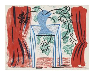 David Hockney - Still Life With Curtains, March 1986 (Museum Of Contemporary Art, Tokyo 289)