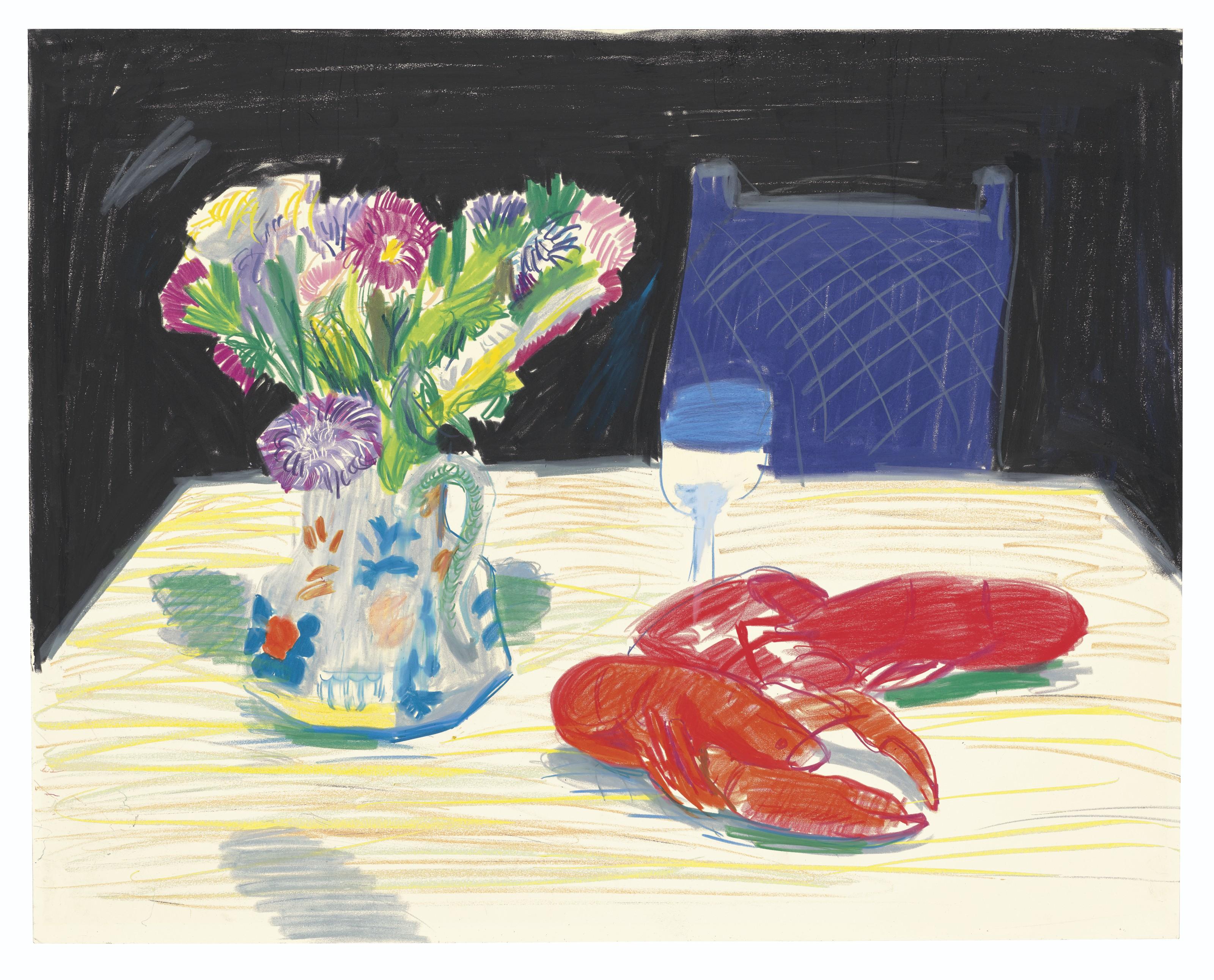 David Hockney - Still Life with Flowers and Lobster at Odin\'s Restaurant
