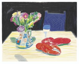 David Hockney - Still Life with Flowers and Lobster at Odin\'s Restaurant