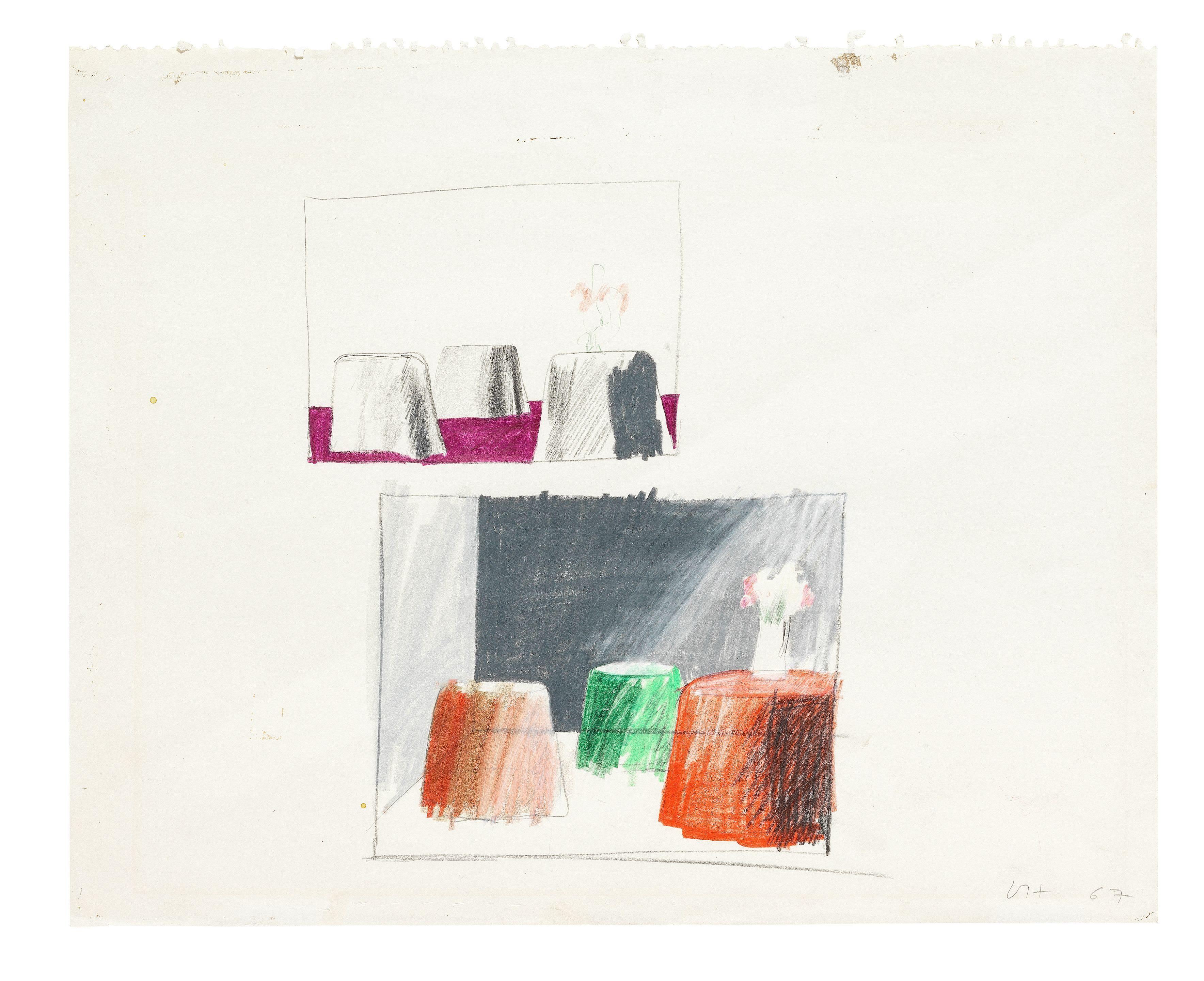 David Hockney - Studies for a Still Life Painting: Table with Flowers, 1967