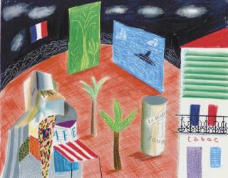 David Hockney - Zanzibar with Postcards and Kiosk