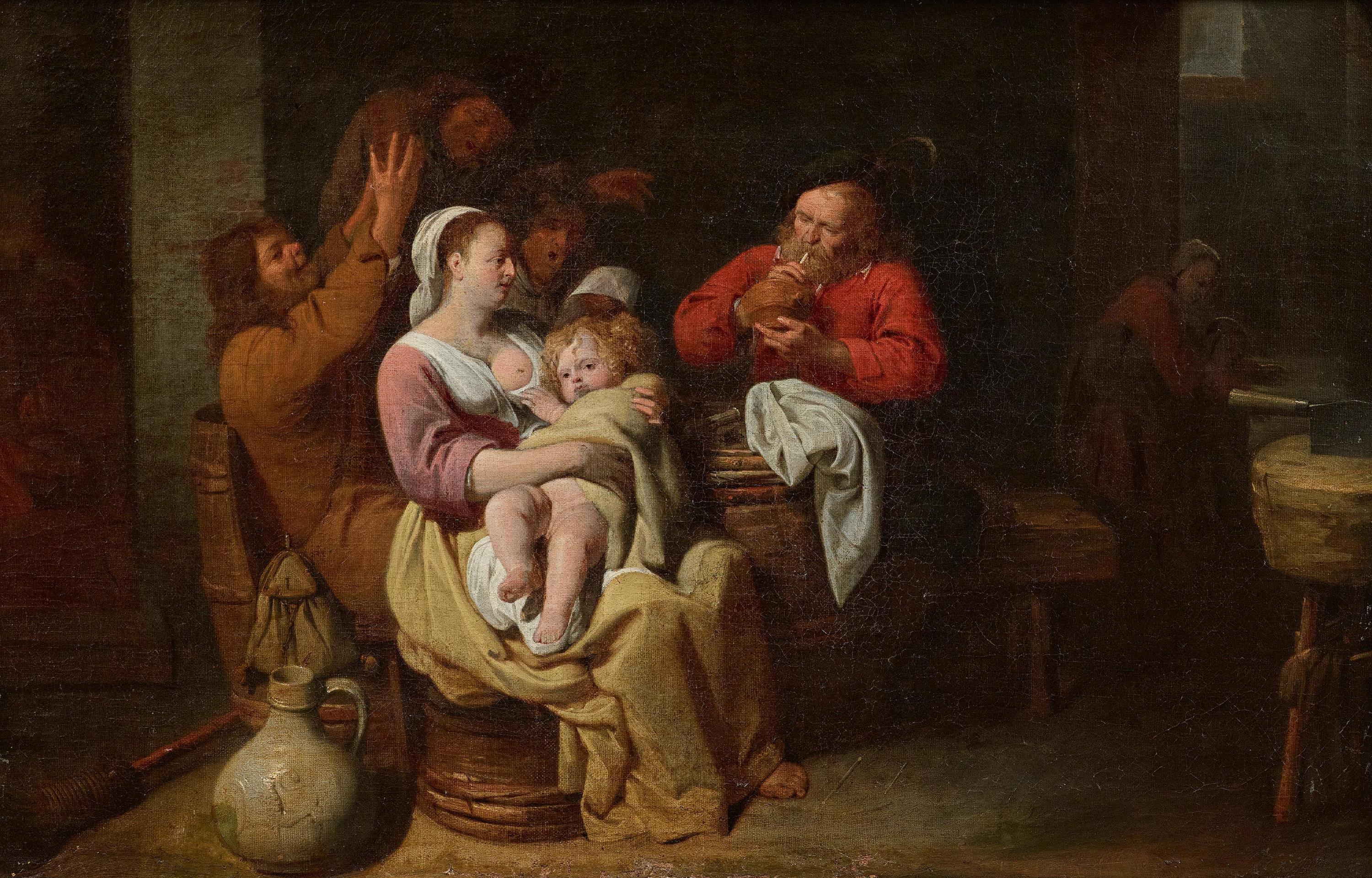 David Iii. Ryckaert - Interieur mit Bauernfamilie.