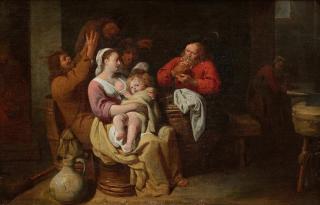 David Iii. Ryckaert - Interieur mit Bauernfamilie.