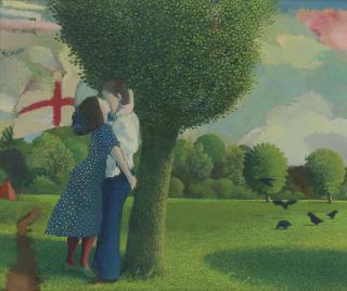 David Inshaw - Lovers near Kew Gardens