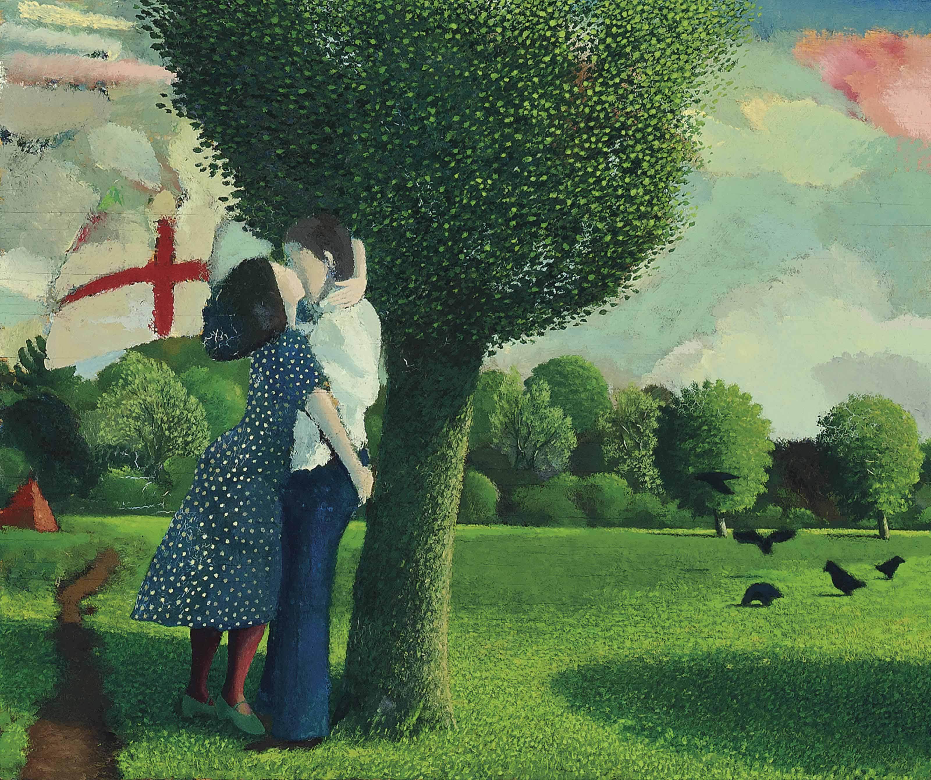David Inshaw - Lovers near Kew Gardens