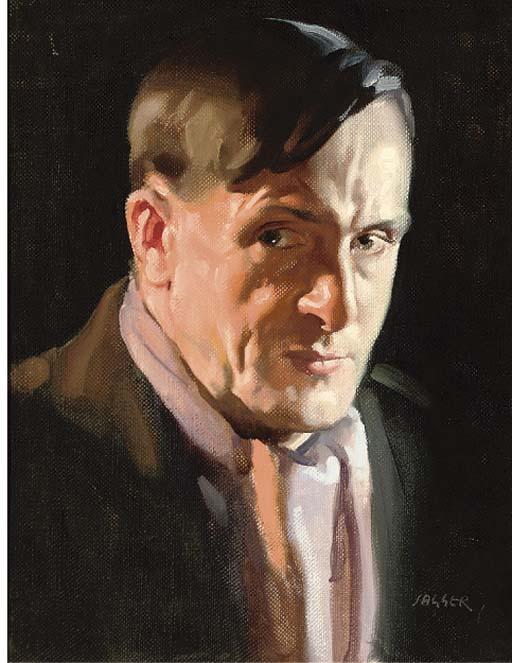 David Jagger, R.O.I. - Self-Portrait, Lamplight Study