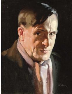 David Jagger, R.O.I. - Self-Portrait, Lamplight Study