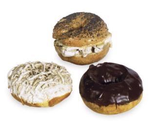 David James Gilhooly - A chocolate glazed donut; and two companion sculptures