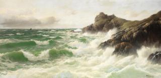 David James - Waves breaking on the rocky Cornish coast