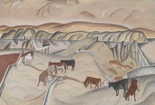 David Jones, C.H. - Cows In A Landscape, Caldey Island