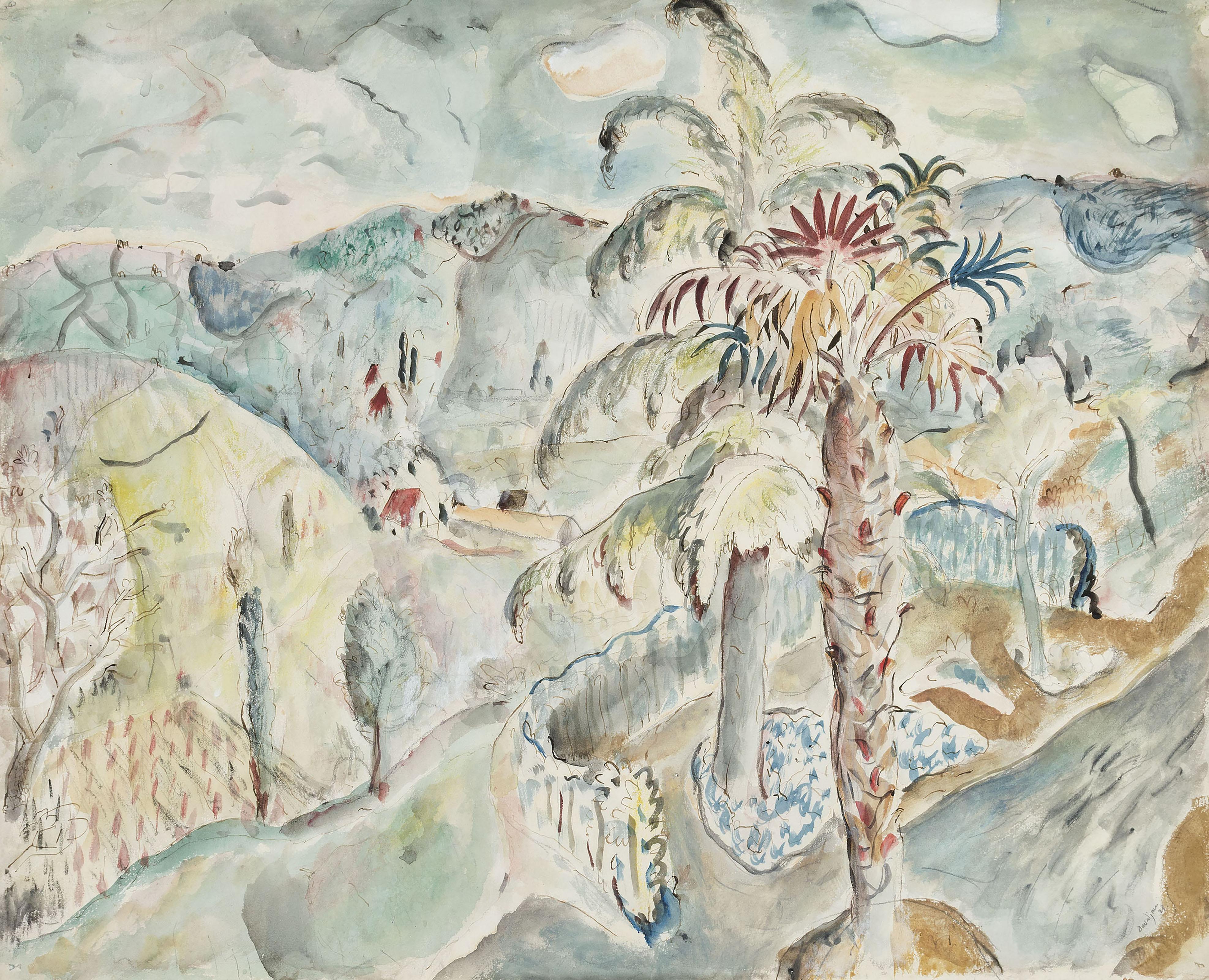 David Jones, C.H. - Landscape at Saliés-de-Béarn, Pyrénées-Atlantiques