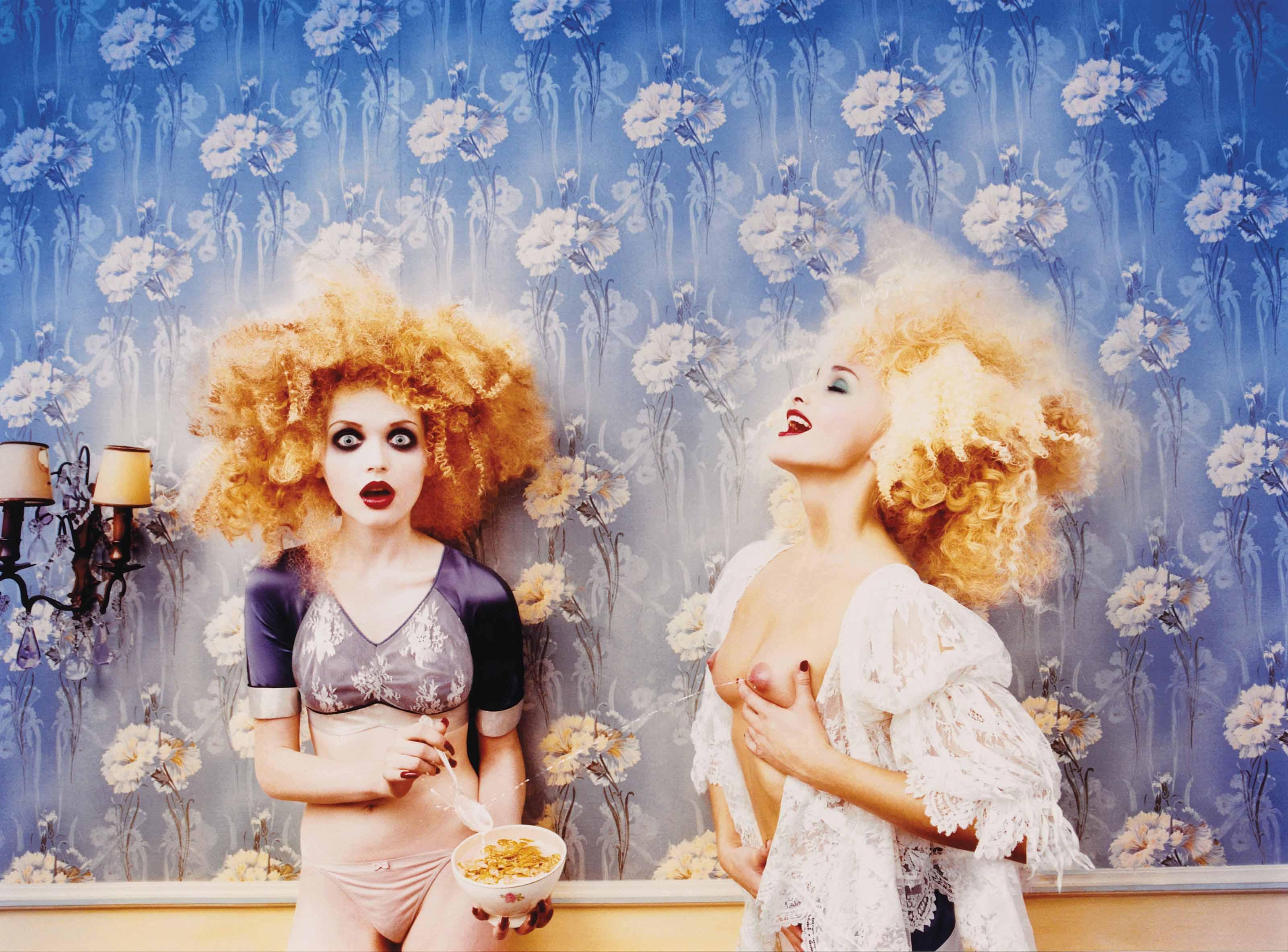 David Lachapelle - Milk Maidens, Alla and Tara in Galliano, Paris, 1996