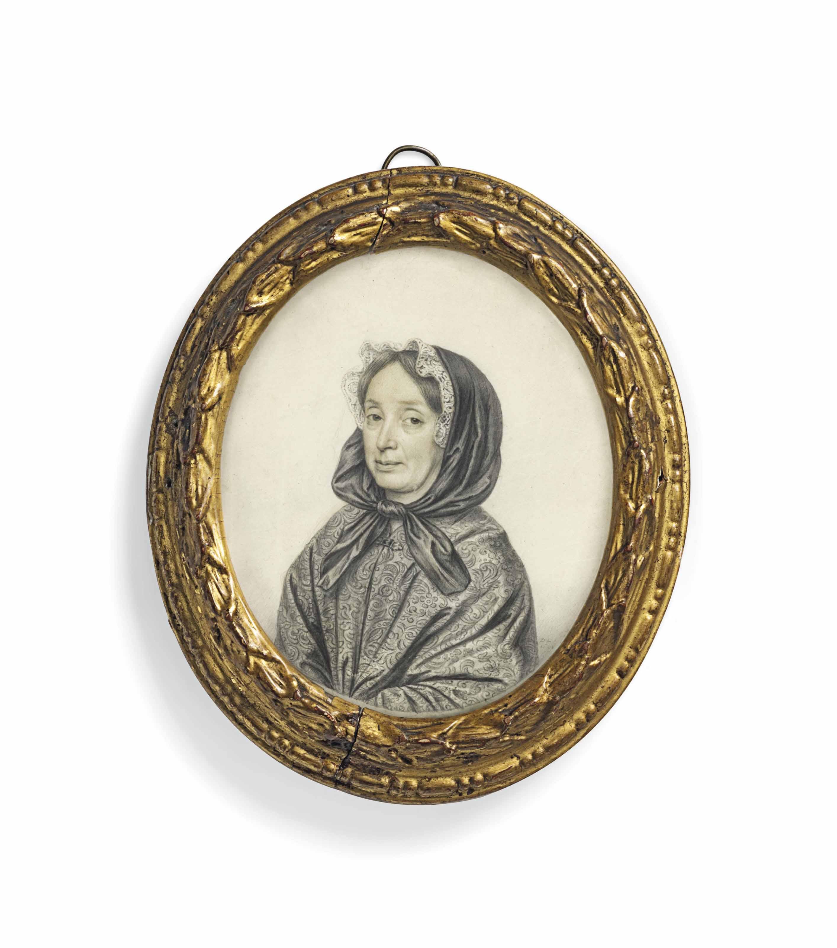 David Loggan - Mrs A. Harrison, In Embroidered Shawl, Wearing Black Head Scarf Edged With Lace, Tied Under Her Chin