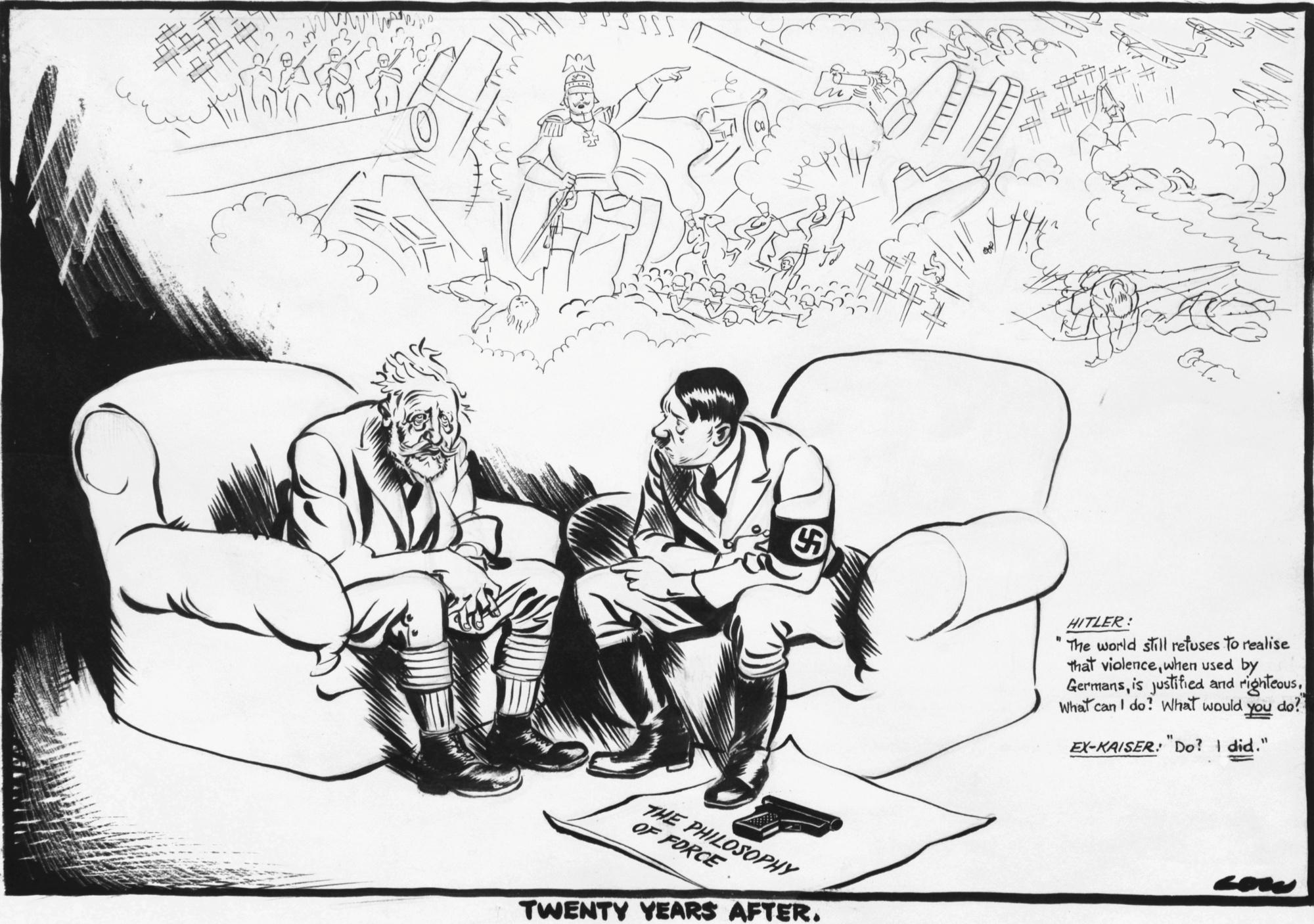 David Low - ‘Twenty Years After’ (‘Hitler: “The World Still Refuses To Realise That Violence, When Used By Germans, Is Justified And Righteous. What Can I Do? What Would You Do?” | Ex-Kaiser: “Do? I Did”’)