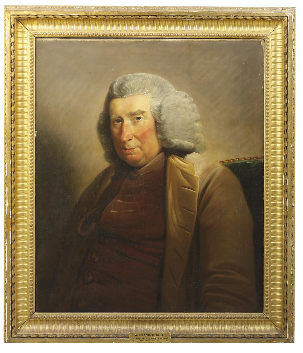 David Martin - Portrait of Alexander Keith of Dunnottar and Ravelstoun (1705-1792), half-length, in a brown waistcoat and beige coat