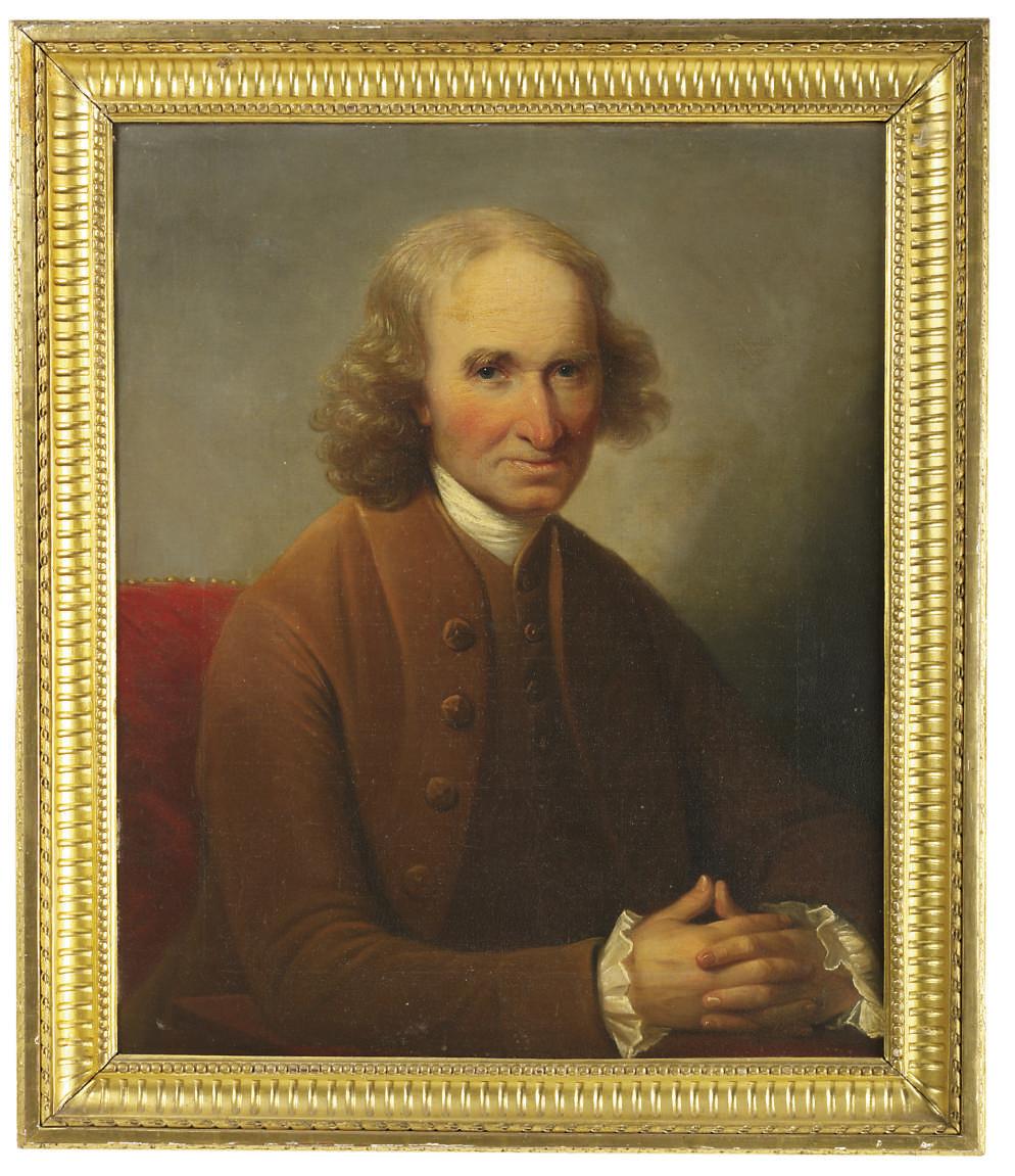 David Martin - Portrait of John Hume of Ninewells (1709-1786), half-length, in a brown waistcoat and coat