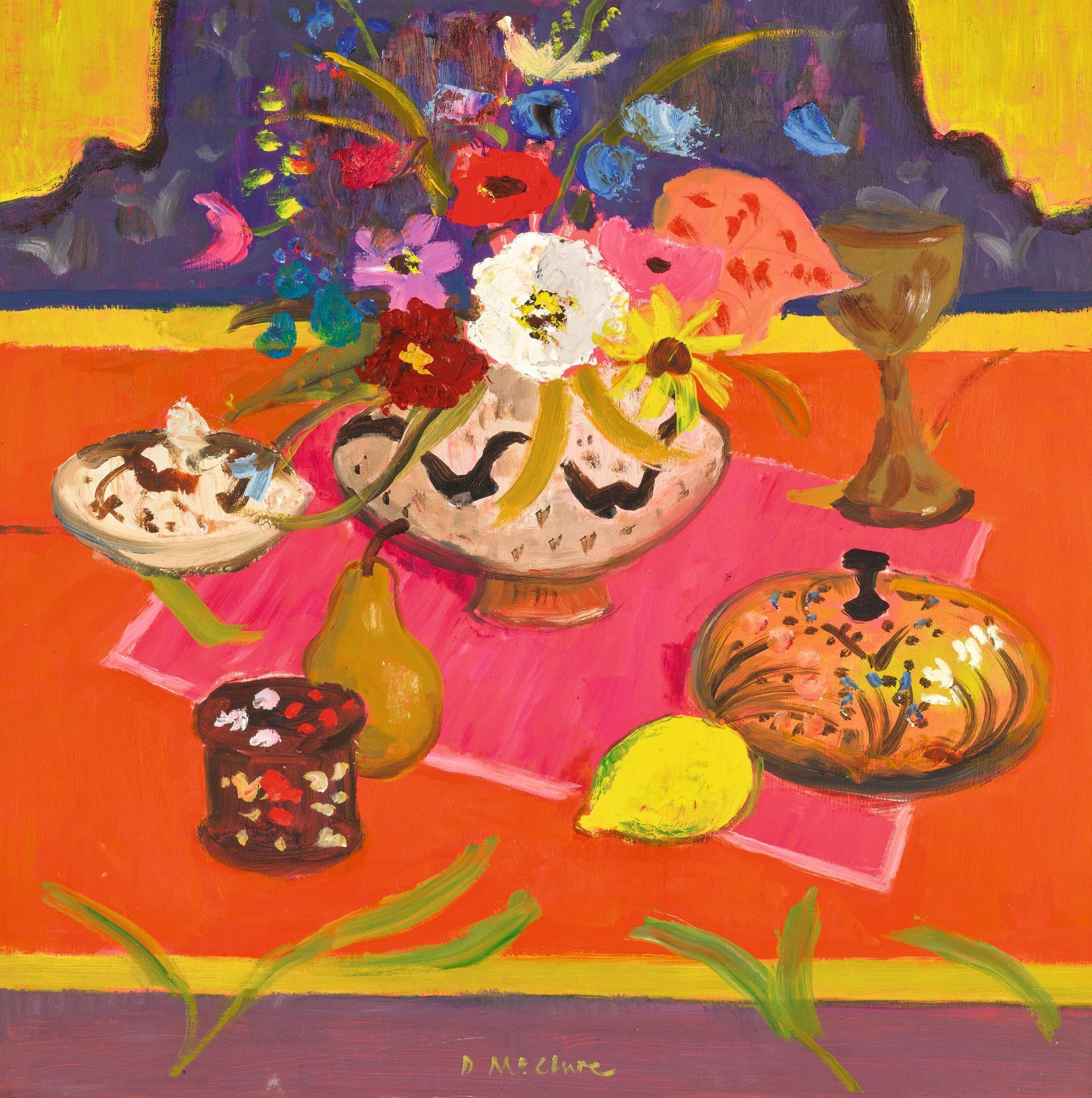 David Mcclure, R.S.A., R.S.W. - Flowers And Lemon