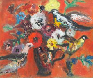 David McClure RSA RSW RGI - Birds in a Red Landscape