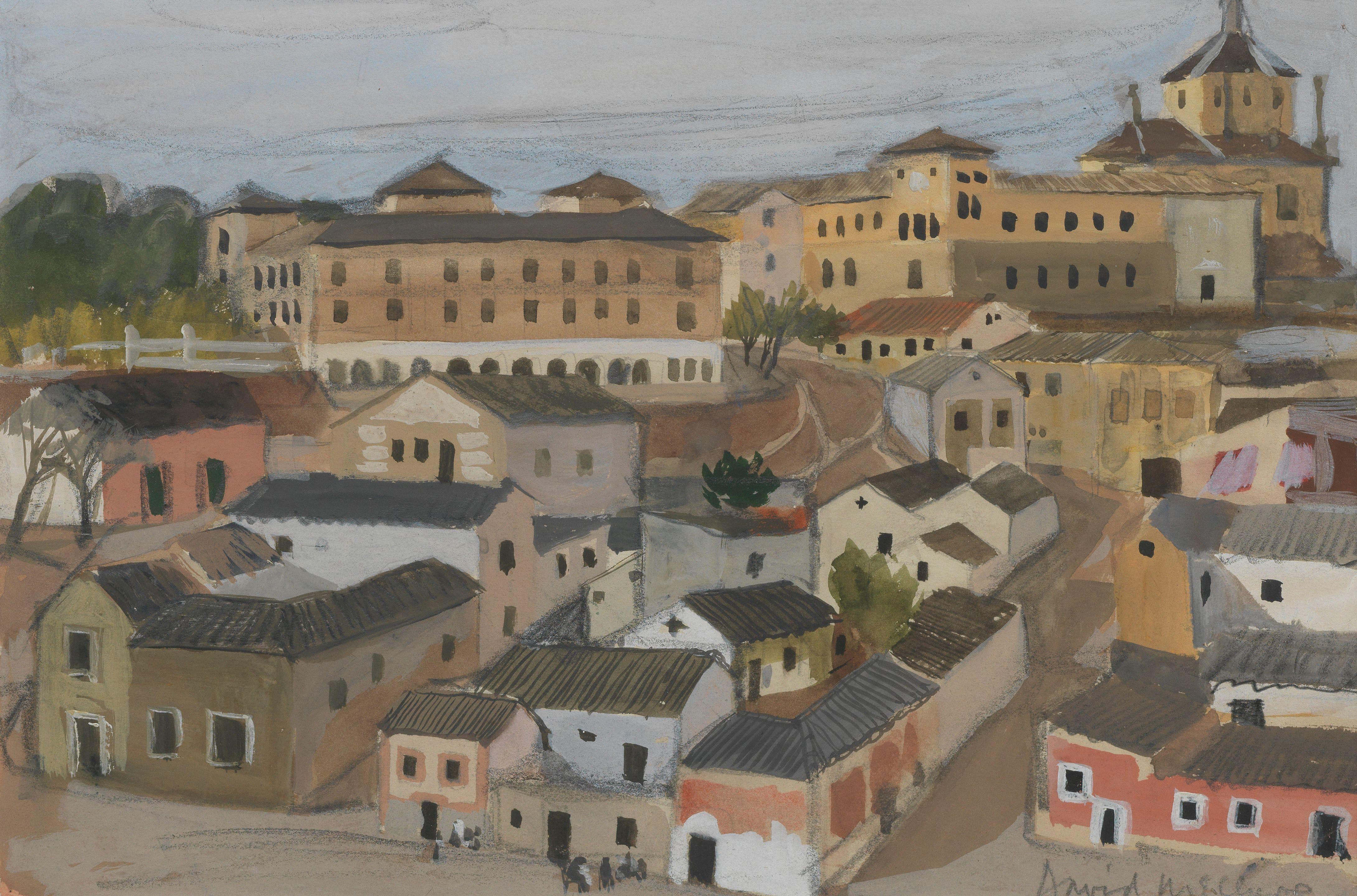 David McClure RSA RSW RGI - Hospital and square, Toledo, 1952