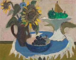 David McClure RSA RSW RGI - Sunflowers and Green Apples