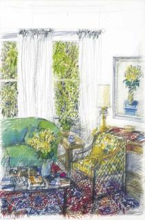 David Michael Shannon - Interior With Green Sofa I