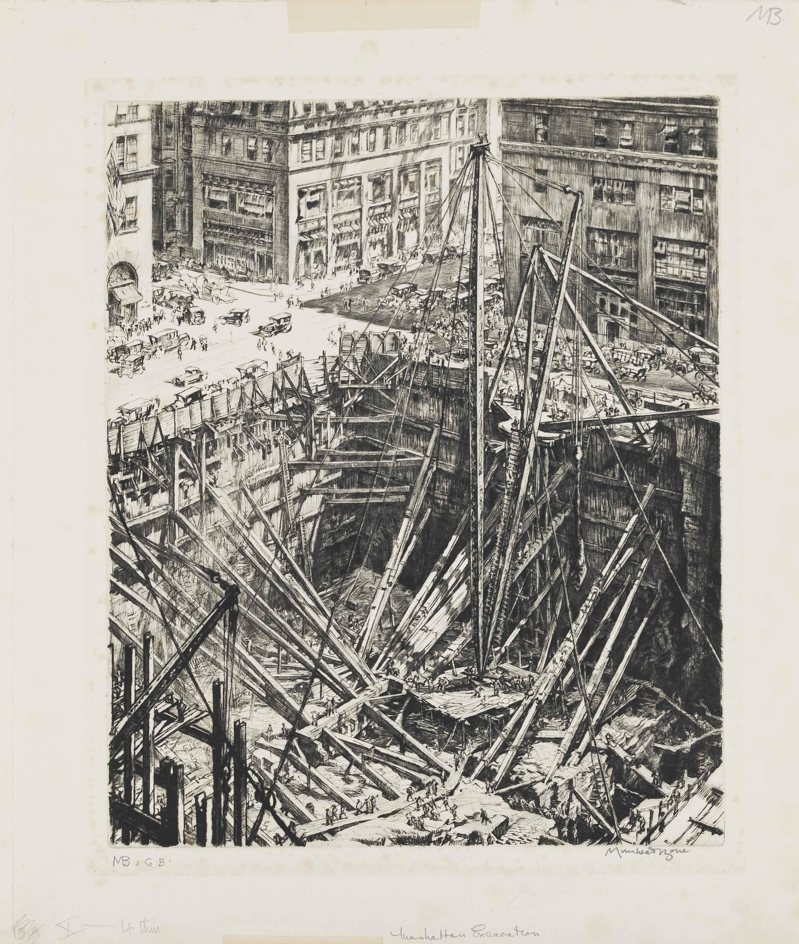 David Muirhead Bone - Manhattan Excavation (Campbell/Dodgson 390)