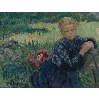 David Osipovich Widhopff - Girl Seated In A Garden