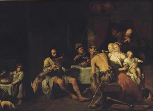 David Rijckaert III - The Fable of the Satyr and the peasant family