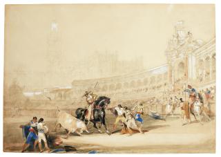 David Roberts, R.A. - A Bullfight In Seville