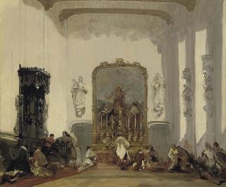 David Roberts, R.A. - A continental church interior