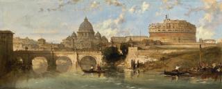 David Roberts, R.A. - Castle And Bridge Of St. Angelo, Rome