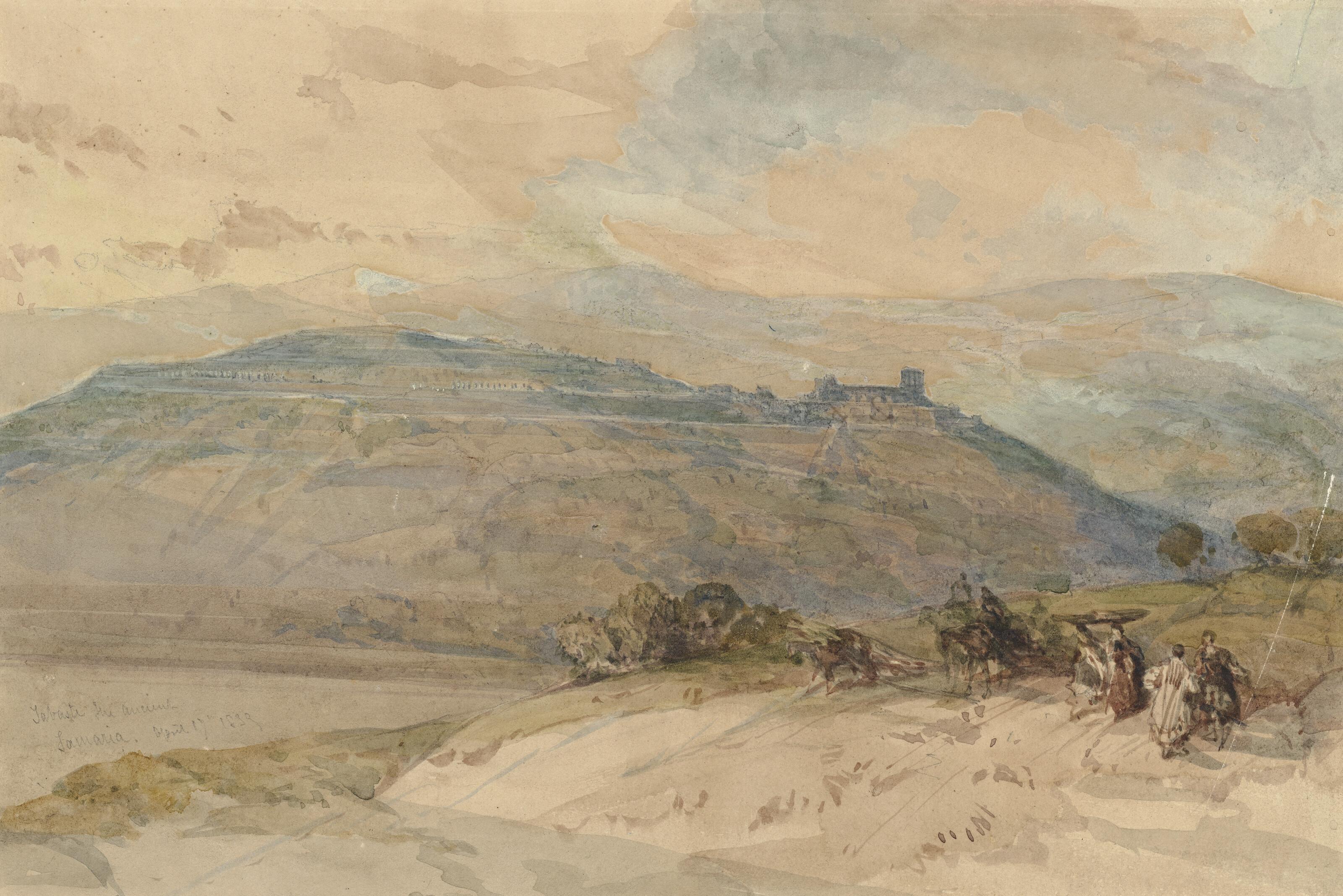 David Roberts, R.A. - Distant view of Sebaste, Ancient Samaria