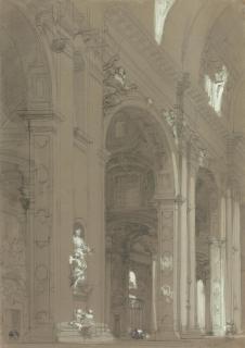 David Roberts, R.A. - Interior of St Peter\'s, Rome, looking north-east