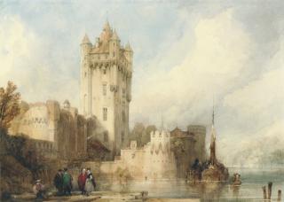 David Roberts, R.A. - Kurfürstliche Burg, Eltville, on the Rhine, Germany