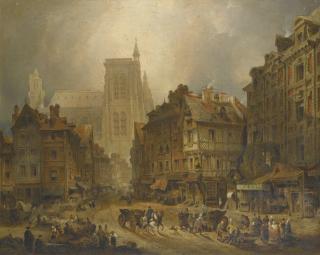 David Roberts, R.A. - Le Marché Au Blé At Abbeville, From The Grande Place