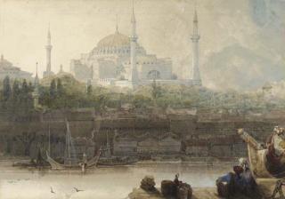 David Roberts, R.A. - St. Sophia, Constantinople, from the Bosphoros