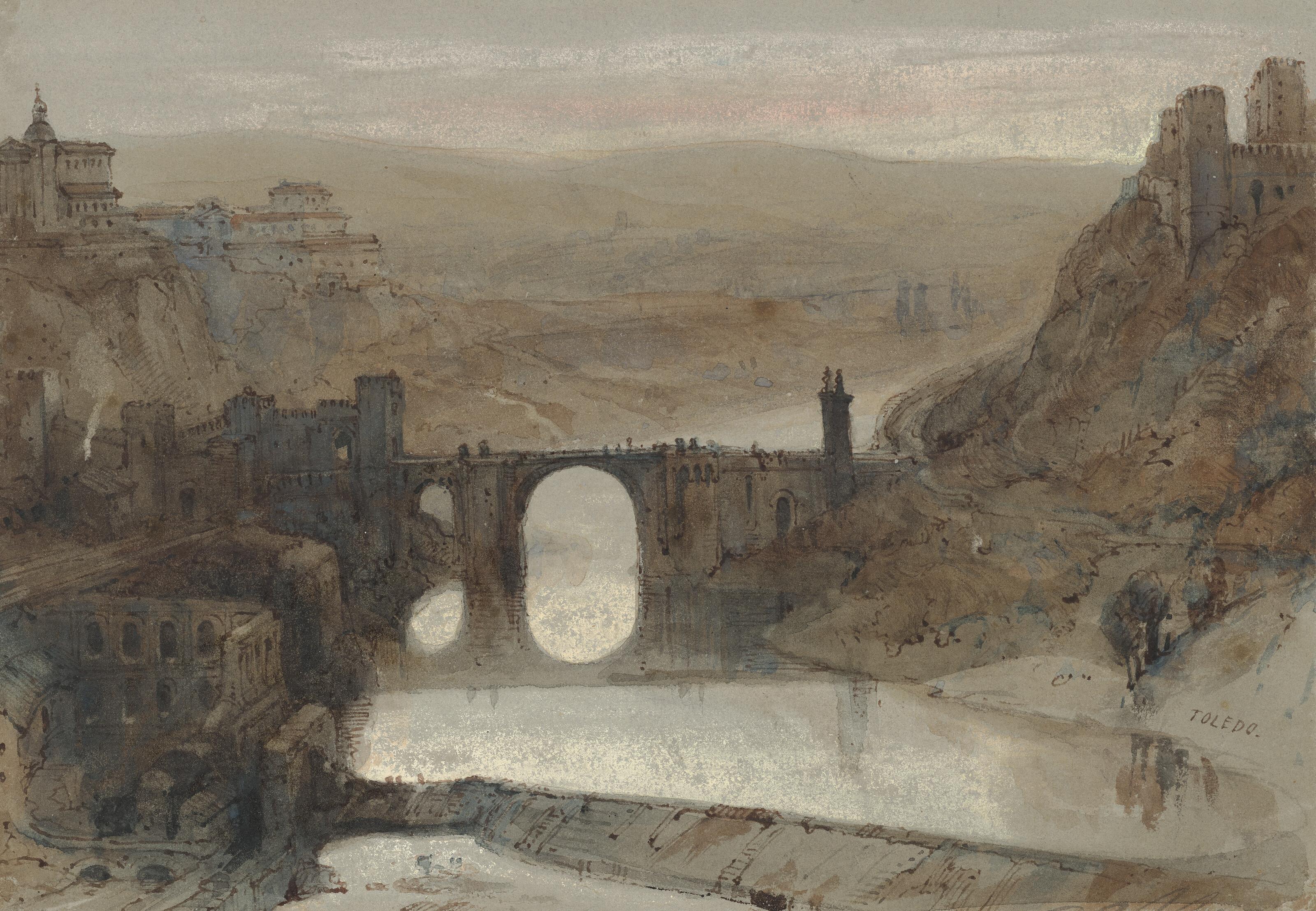 David Roberts, R.A. - The Bridge of Toledo, near Madrid, Spain