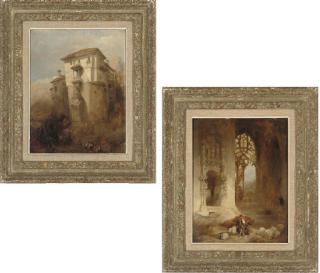 David Roberts, R.A. - The convent of the Carmelites, Burgos; and On the Darro, Grenada