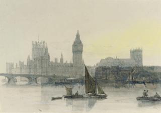 David Roberts, R.A. - The Houses of Parliament and Westminster Abbey