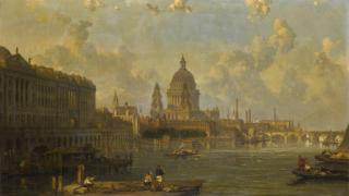 David Roberts, R.A. - View From Waterloo Bridge, Embracing St. Pauls, Somerset House And Temple