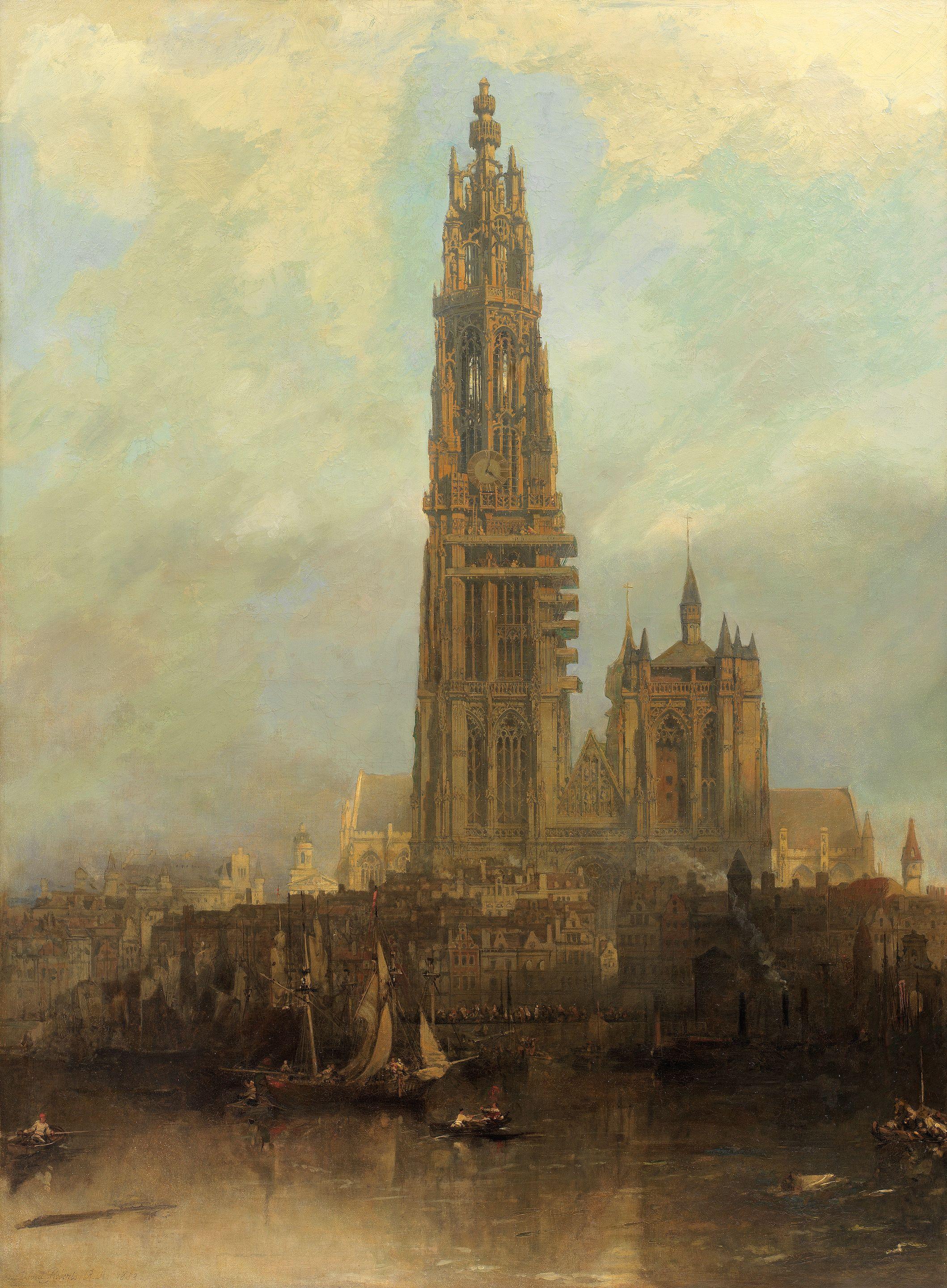 David Roberts, RA - A view of Antwerp