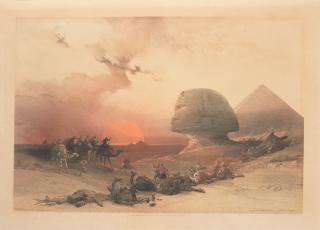 David Roberts, RA - \'Approach of the Simoon_Desert of Gizeh\' image 33 x 48.2cm (13 x 19in).