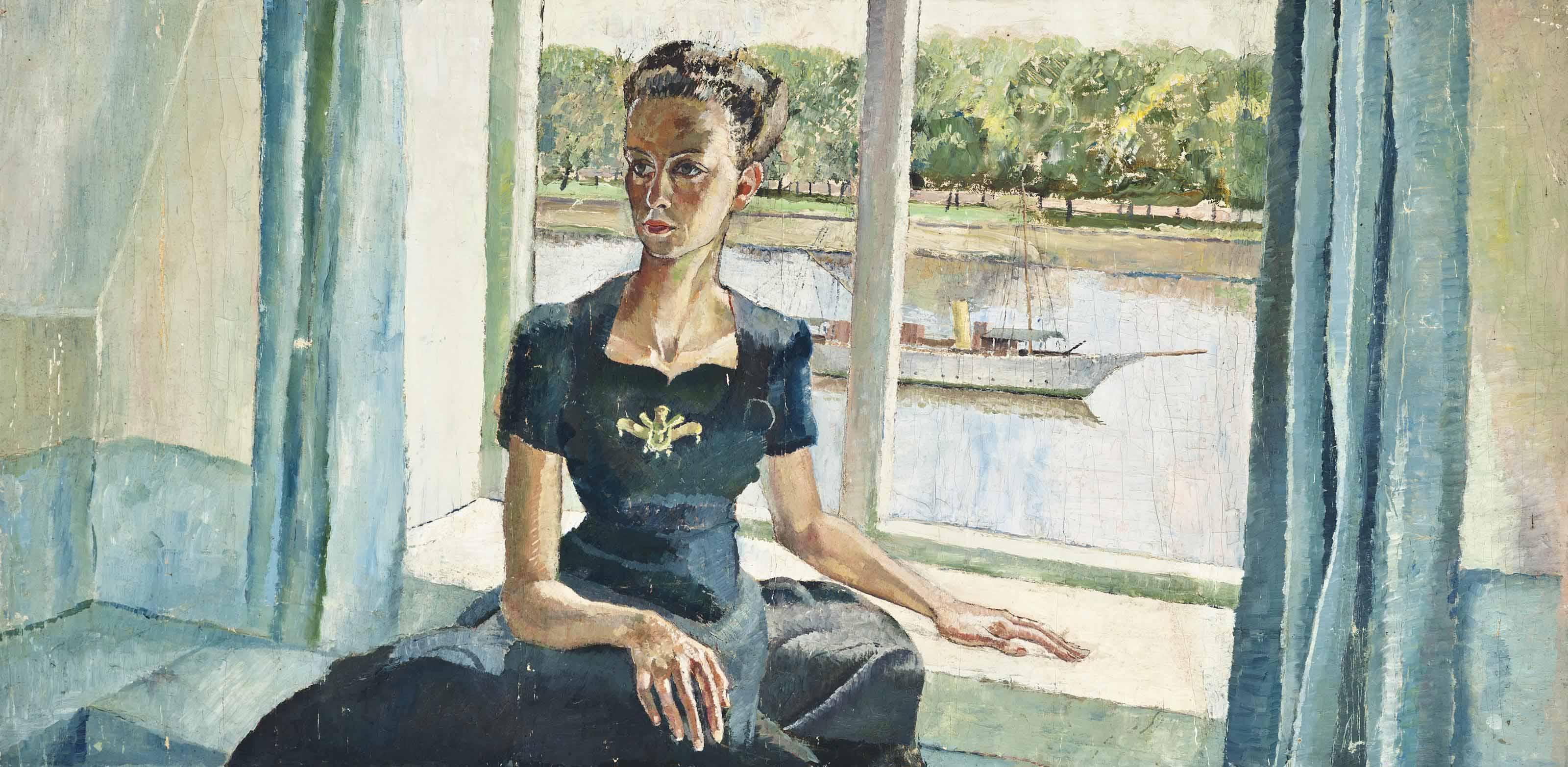 David Rolt - Portrait Of An Elegant Lady, Seated, In Front Of A Window