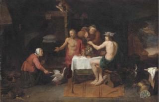 David Ryckaert II - Jupiter and Mercury in the house of Philemon and Baucis