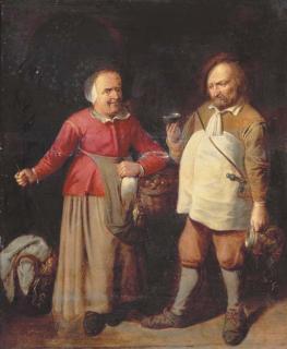 David Ryckaert III - A Peasant Couple In A Kitchen Interior