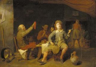 David Ryckaert III - Peasants smoking in a tavern