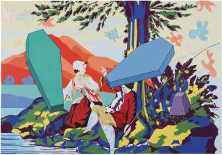 David Salle - Green And Blue Coffins